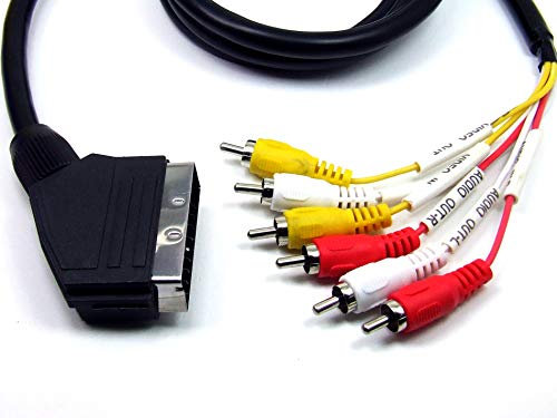 POPESQ® 1 pz. x SCART Cavo Premium SCART Connettore maschio - 6xRCA Connettore maschio 1.5m Nero #A2869