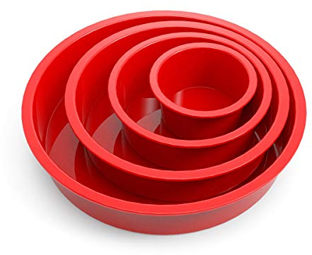 Stampi in Silicone per Dolci, 4 Pezzi Stampo Silicone Torta, Antiaderenti e Rilascio Rapido Tortiera Silicone per a Strati, Cheesecake, Torta Arcobal