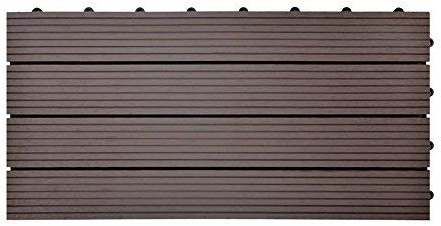 euroharry 11 Stück WPC Fliesen Balkonfliesen Terrasse 30x60cm Kunststoff Holzfliesen DIY Balkon Garten Klickfliesen