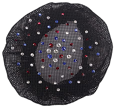 QHP Haarnetz Rhinestone Turnier-Haarnetz feinmaschig aus Mesh mit eleganten Strasssteinen (schwarz/estate)