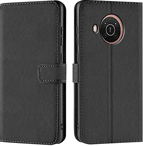 Verco Handyhülle für Nokia X20 Hülle, Nokia X10 Hülle Bookcase Tasche Flipcover für Nokia X20/X10 Case [Kartenfächer/Aufstellfunktion], Schwarz