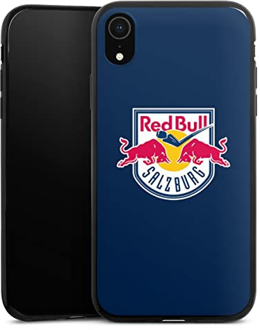 Slim Case extra dünn kompatibel mit Apple iPhone Xr Silikon Handyhülle schwarz Hülle EC Red Bull Salzburg Offizielles Lizenzprodukt Eishockey