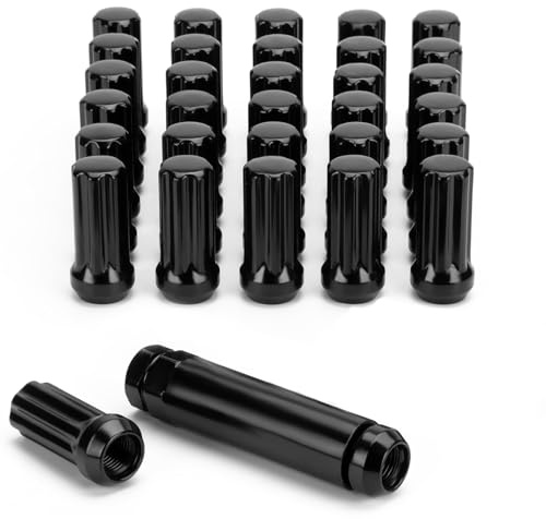 9/16-18 Lug Nuts for 1994-2011 Dodge Ram 2500 3500, 2002-2010 Ram 1500, 1988-1998 Ford F250 F350, 2004-2009 Durango, 32PCS 7 Spline Wheel Lug Nuts 9/16x18 Black with Socket Key for Aftermarket Wheels