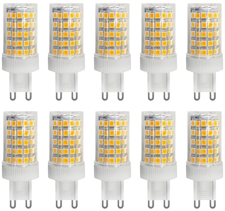 Jiotouhu LED-Leuchtmittel G9, 10W, G9, entspricht 100W Halogenlampen, Warmweiß 3000 K, kein Flackern, 360 Grad Winkel, AC 220 – 240 V, 10 Stück
