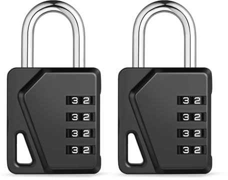 ZHEGE Lucchetto Armadietto Palestra, Lucchetto Palestra a 4 Cifre Targhette Fai Da Te, Lucchetto Combinazione, Lucchetto con Combinazione per Cancello, Scuola, Garage (Nero, 2 Pezzo)