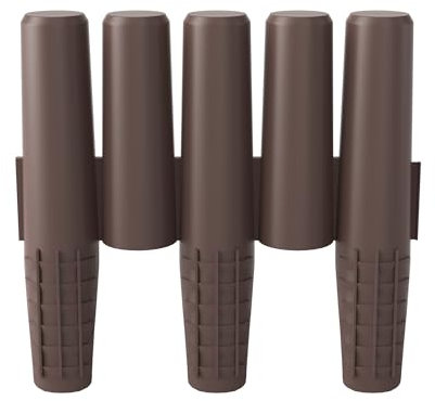 UISEBRT Rasenkante Kunstoff Holzoptik Beeteinfassung 8,4m Garten Border Gartenzaun Mähkante Beetumrandung Palisade Blumenbeet Garten Dekorativ, 1 Element (L x H): 28cm x 24,5cm, Braun