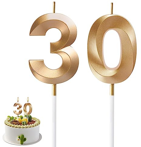 AIYONG Zahlenkerzen zum 30. Geburtstag, Happy Birthday, Kuchendekoration, Hochzeitstag, Dekoration für Geburtstagsparty