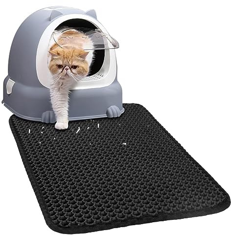 vsshe Tappetino Lettiera Gatto, 45 x 30 cm Tappetino per Lettiera Gatti Impermeabile Doppio Strato, Grandi Fori Tappetino Gatto Lettiera, Design a Nido d'Ape, Antiscivolo e Facile da Pulire