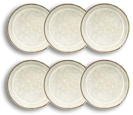 OGO LIVING - Lot de 6 assiettes coupes boral 20cm beige clair en grès - 2614753