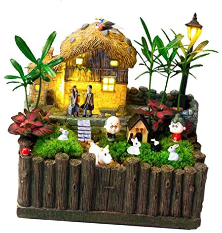 Sosoport Glasbehälter Bürodekoration Mini-Pflanztöpfe Mikrolandschaftsdekor Terrarien Pflanzgefäße für den Garten Mikro-Landschaftsdekor Blumentopf aus Kunstharz Glas schmücken Statue