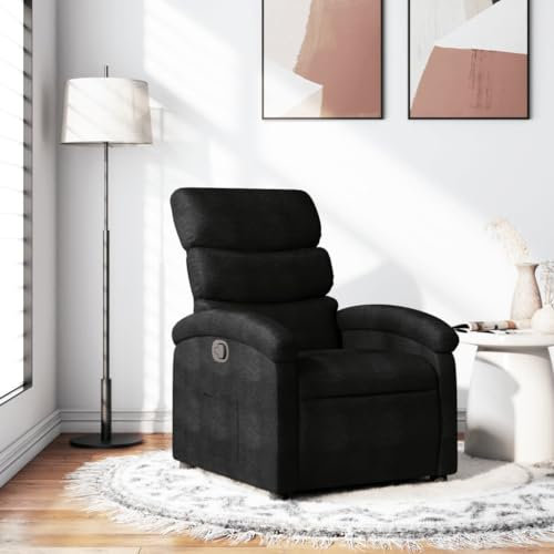 Homgoday Relaxsessel mit Liegefunktion Fernsehsessel Ruhesessel Verstellbare Rückenlehne Polstersessel Lesesessel Liegesessel Loungesessel Sessel für Wohnzimmer Schwarz Stoff