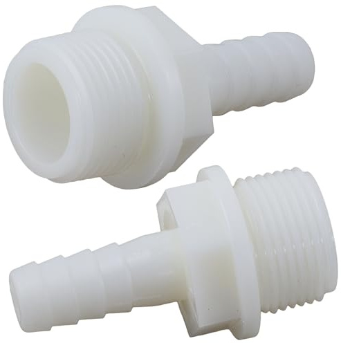 AERZETIX - Juego de 2 Racores Macho Acanalado Recto 3/4'' x Ø13mm para Atornillar - Rosca Exterior - Adaptador Conector Sistema Circuito de Irrigación Riego - en Poliamida - Color Blanco - C75008