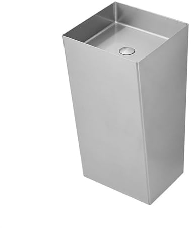 Säulenwaschbecken Modernes bodenstehendes Badezimmerwaschbecken, einteiliges Säulenwaschbecken aus Edelstahl, quadratische Waschbeckenkombination mit Sockel und Ablaufgarnitur, Wasserhahn optional Sta