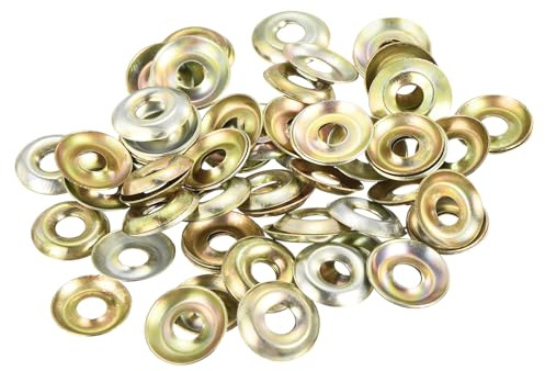 QUARKZMAN 80Pcs Rondelle à Tête Conique, Fer Jaune Rondelles de Finition à Tête Conique pour Vis M5 (ID M5 x OD 14mm x Épaisseur 2mm)