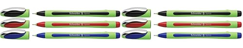 Schneider Xpress Fineliner (Tinte dokumentenecht, Strichstärke 0,8 mm, Made in Germany) 3er Etui schwarz/rot/blau (Packung mit 2)