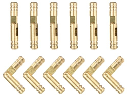 QUARKZMAN 12Pcs Charnière à Barillet Invisible en Laiton 30x5mm Charnières | Charnière Cylindrique Cachée pour Porte d'Armoire de Boîte à Souvenirs de Bricolage, Support Pliable