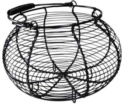HGZLQKD Wire Egg Basket Egg Holder with Handle Farmhouse Round Portable Egg Collecting Basket Container for Vegetables Bread Fruits, Black