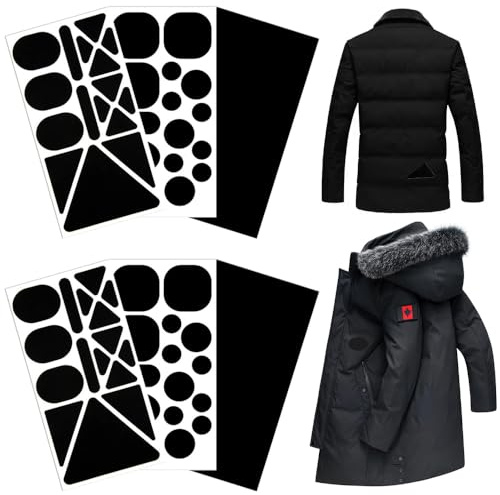 Daunenjacke Flicken Reparaturset, 6 Stück Flicken Selbstklebend Stoff, Nylon Flicken Selbstkleben Schwarz Selbstklebender Patches für Jacken Zelte Oberbekleidung