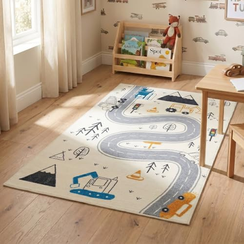 Spielteppich Auto - Dex Road Blau - 120x170 cm - Autoteppich Kinder
