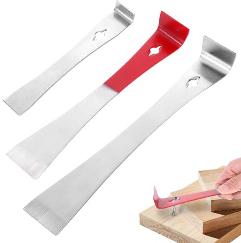 3 Pcs Stainless Steel Pry Bar Set, 3 Sizes Mini Flat Pry Bar Multipurpose, Trim Puller Tools, Bee Hand Hive Tool Scraper, Beekeeping Equipment Tool Set for Scraping Pulling Lifting Remodel