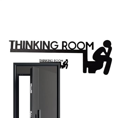 Türschild Thinking Room – lustiger WC-Türaufkleber, kreativer Türrahmen, Wandkunst, humorvolle Türrahmen-Kunst, lustige Türdekoration, Holzaufsatz, Dekoration für WC, Badezimmer, Café, Geschäft