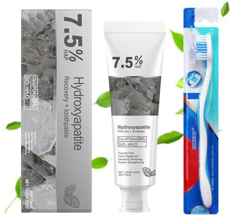 Hydroxyapatite Toothpaste 7.5,120g Nano Hydroxyapatite Toothpaste,for Protecting Tooth Enamel,Whitening and Sensitive Teeth Care,Fresh Breath,with 1 Toothbrush(Fluoride-Free)