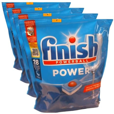 Finish Powerball Power All in 1 Pastillas para el Lavavajillas, 32 Pastillas (Paquete de 4)