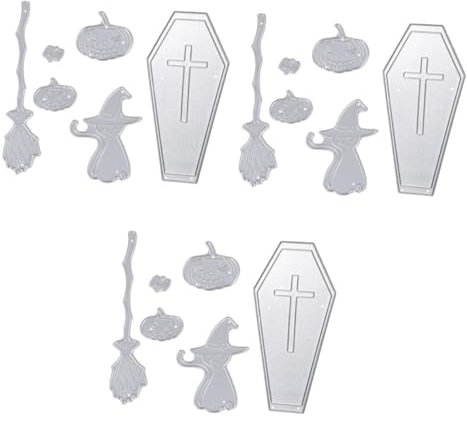 NUOBESTY 3 Juegos De Plantillas De Halloween Álbumes De Recortes Cortadores De Papel Troqueles Navideños Para Hacer Tarjetas Metalistería Pegatinas Perforadoras Letras Troqueles De