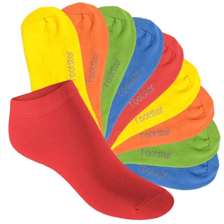 Footstar EVERYDAY! 10 par barnsneakers strumpor för flickor och pojkar korta strumpor, Prism, 31-34