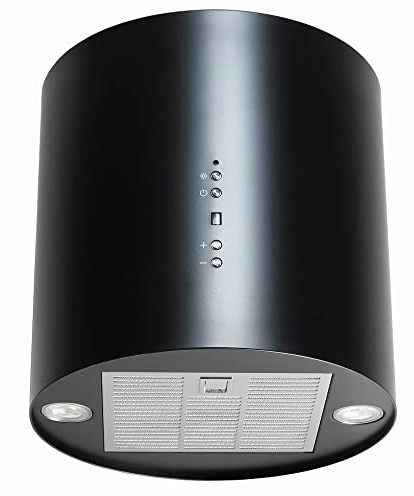VLANO BRION Dunstabzugshaube mit IONways Luftreinigung, Touch-Steuerung, Fernbedienung, LED-Display, Ø36 cm, 670 m³/h, kompakte Wandhaube, runde Dunstabzug, Schwarz, Umluft, 36 cm