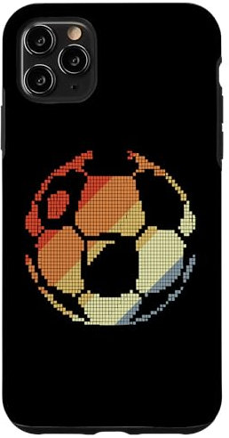 Retro Soccer Ball Pixel Graphic Football Pitch Coque pour iPhone 11 Pro Max