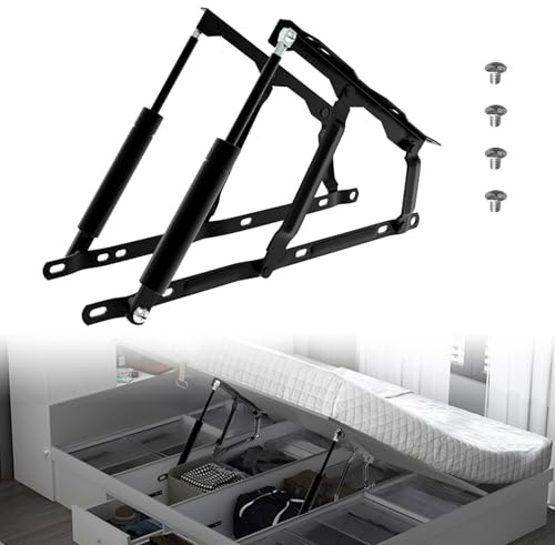 1 par de mecanismo de elevación neumático de cama de 53 cm, mecanismo de elevación para camas de almacenamiento, Bisagra hidráulica de cama de elevación de 100 kg de capacidad de carga para cama