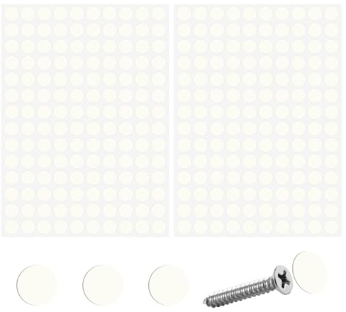 JJWNMLL 280PCS Screw Covers Screw Caps Stickers,Creamy White - 12mm | Self Adhesive PVC Dustproof Sticky Screw Covers for Furniture Wall Cabinet Desk