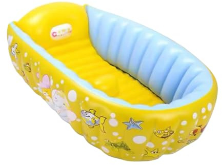 MERRYHAPY Piscine Gonflable Pour Bébé Et -né à Motifs De Dessins Animés, Bain Intérieur/extérieur, Pvc Solide, Jaune, Bassin De Bain Portable Pour Garçon Et Filles Et Nourrissons