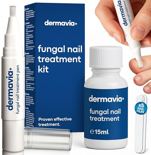 DERMAVIA+ Fungal Nail Treatment – Treats Athlete’s Foot, Ringworm, and Jock Itch – 15 ML + 3 ML Twist Pen – Suitable for Diabetics – Clinically Proven Treatment – Easy to Use with Fast Results