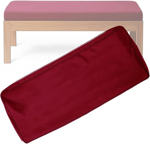 Housse de Coussin Banc Extérieur Imperméable 10 cm - Jardin Antidérapant avec Zip et Lacets Fixation Remplissage Lavable pour Terrasse, Balcon(Red,180x60x10cm/71x24x4in)