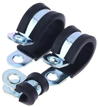 Stainless Steel Rubber Cushioned R Shape Clamps, 2PCS 304 Stainless Steel Rubber Lined R Type Pipe Clamp for Hose and Cable 6-38mm(K)