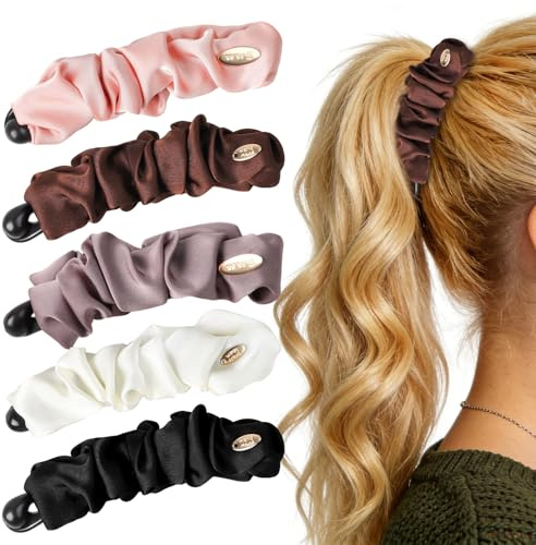 5 Stück Banana Clip,Haarklammer Mädchen,Falten Bananenspange Haare,Bananen Damen Haarspange,Strong Hold Banana Clips für Damen Und Mädchen Updos Bun Ponytail Langes Lockiges Glattes Haar