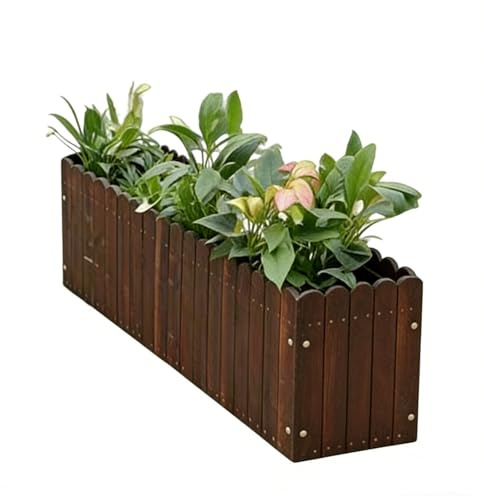 Upphöjd trädgårdsbädd, karboniserad trädgårdslåda i trä med non-woven foder, växtlåda, displayställ för trädgårdsbalkong, för utomhus/inomhus(80CM)