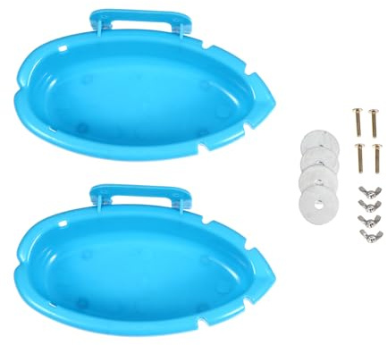 Kichvoe Bañera para Pájaros Recipientes para Baño y Alimentación de Plástico Azul Ligera y Juego de 2 de Loros y Gorriones en Jaula