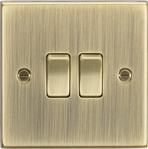 Knightsbridge CS3AB 10AX 2G 2 Way Plate Switch - Square Edge Antique Brass