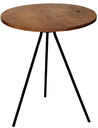 Brillibrum Design Beistelltisch Couchtisch Tisch Teakholz Eisen Holz Teak Tisch Rund Metall Natur Massiv Edel Sofatisch rund (Tisch - Fast rund/rund, Ø 50 cm)