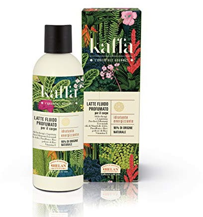 Helan, Kaffa - Talc Fluid pour Peau Sèche, Creme Hydratante Corps Energisante, Nourrissante et Veloutée avec Reglisse et Vitamine C - Lait Corps Crème Parfumée et Fraîche, 200 ml - Made in Italy