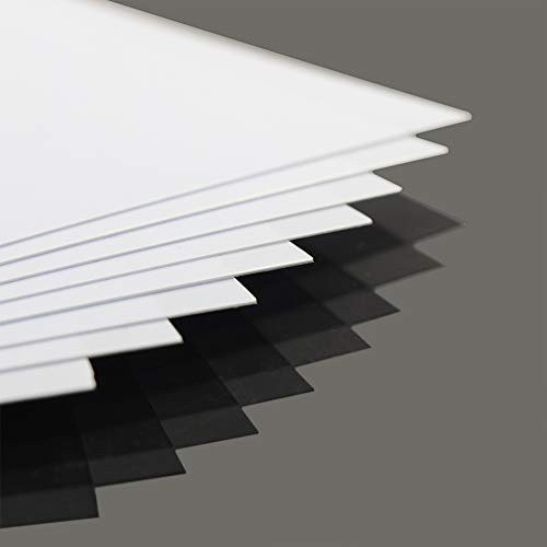 ABS0905 8pcs 0.5mm Thickness 200mm x 250mm White Polystyrene Sheets 9.84'' x 7.87'' x 0.02'' ABS Styrene Sheets for Model Train Layout New (0.5mm)