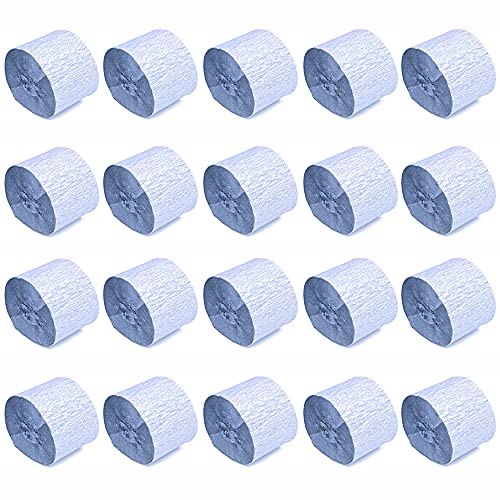ANCLLO 20 Rollen 3,5 cm x 10 m Krepppapier-Party-Luftschlangen, Luftschlangen, hängende Dekorationen für Geburtstagsparty, Hochzeit und Festival, Silberfarben
