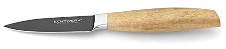 ECHTWERK Cuchillo de acero Negro-Edición cuchillo para frutas y verduras, cuchillo de cocina, acero especial, mango de madera de acacia longitud de la hoja: 8,8 cm