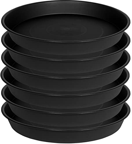 Bleuhome Paquete de 6 platillos para Plantas de 12 Pulgadas, platillo de plástico Resistente Redondo de 12 Pulgadas, Bandeja para macetas, platillos de Flores para Interiores, Cuencos de jardín,