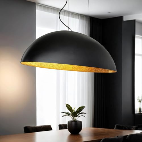 Ovale Pendelleuchte Schwarz Gold L:117cm groß verstellbar 5x E27 Loft Hängelampe Esstisch Esszimmer