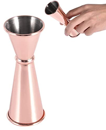 Jigger de Cóctel de Acero Inoxidable, Vaso medidor doble para cócteles, Jigger de Barra, Taza Medidora Doble, con Escala, 1/2 onza, para Bar, Fiesta, Cóctel, Bebida (Oro Rosa)