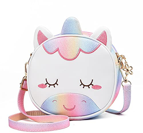 Czemo Kinder Umhängetasche Mädchen Handtasche Klein PU Leder Schultertasche Geldbeutel Verstellbarer Schultergurt Kindertasche Mädchen Spielzeug (Mehrfarbig)